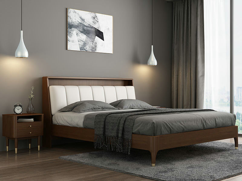 床新中式全实木床北欧简约婚床主卧1.8双人床架1.5皮艺软包床家具