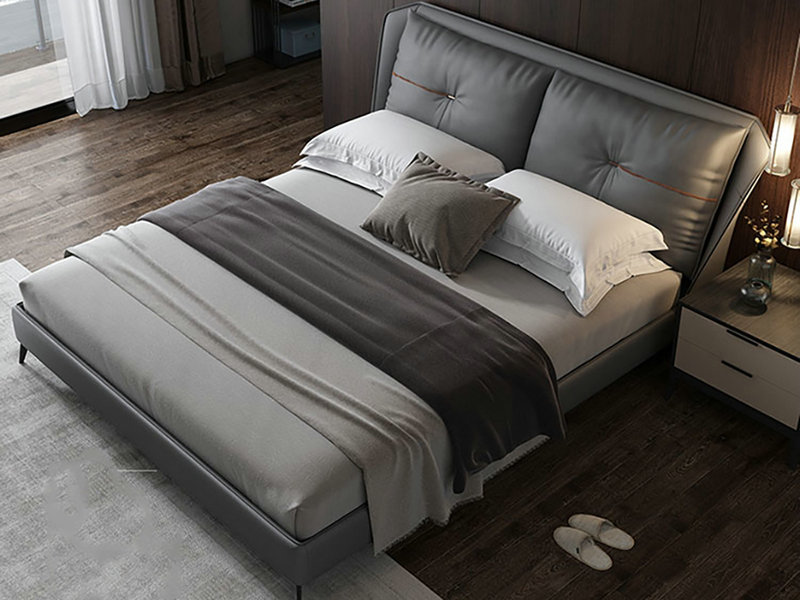 北欧极简真皮床意式1.5双人床成人主卧婚床简约现代轻奢床