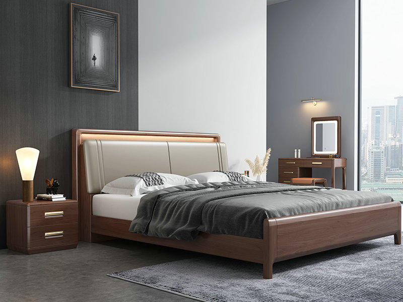 德式胡桃木实木床1.8米简约现代可收纳式小户型一米八双人储物床