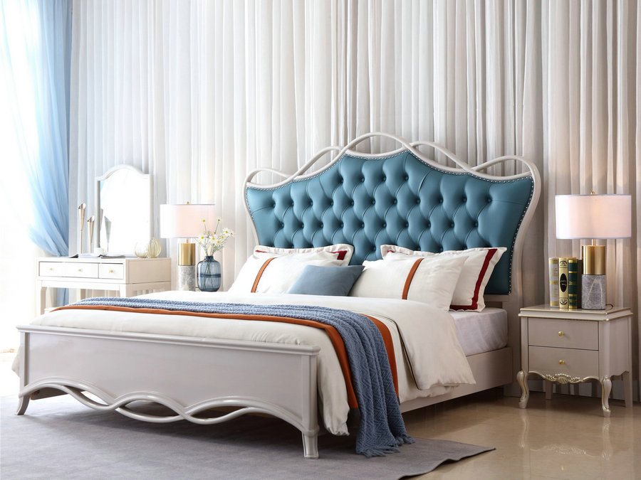 美式实木床1.8米双人床现代简约软包床1.5主卧轻奢婚床小户型储物