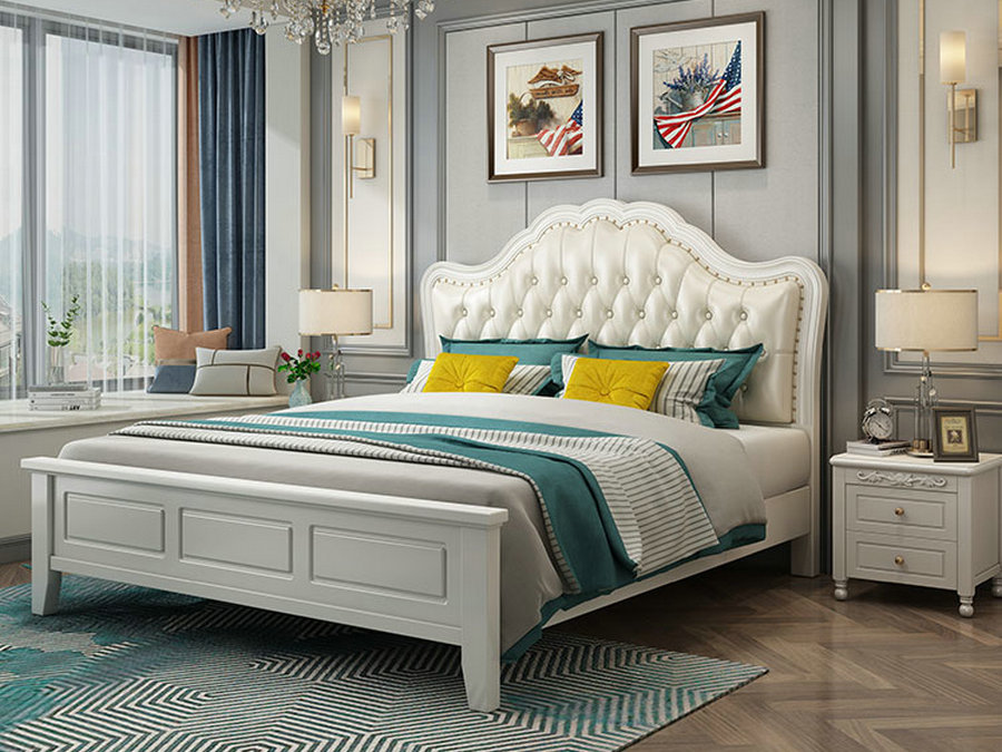 欧式实木床1.8米双人床主卧经济型现代简约1.5米白色公主床软包床