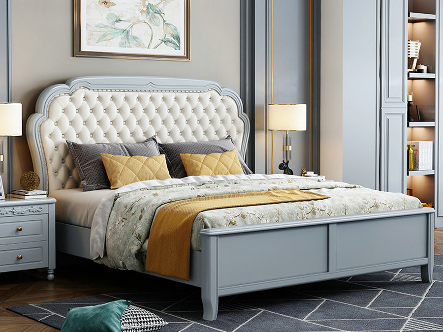 美式床ins轻奢实木床1.8米婚床主卧储物双人床现代简约欧式白色床
