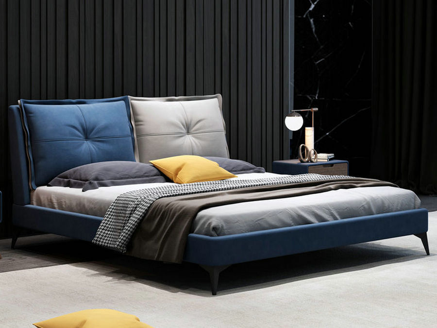 北欧布艺床1.5m1.8米双人床现代简约主卧意式轻奢小户型实木婚床