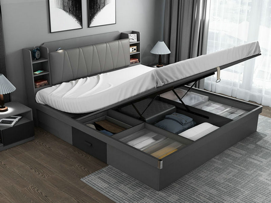 北欧多功能高箱储物床简约1.8米1.2米主卧1.5米收纳板式床双人床