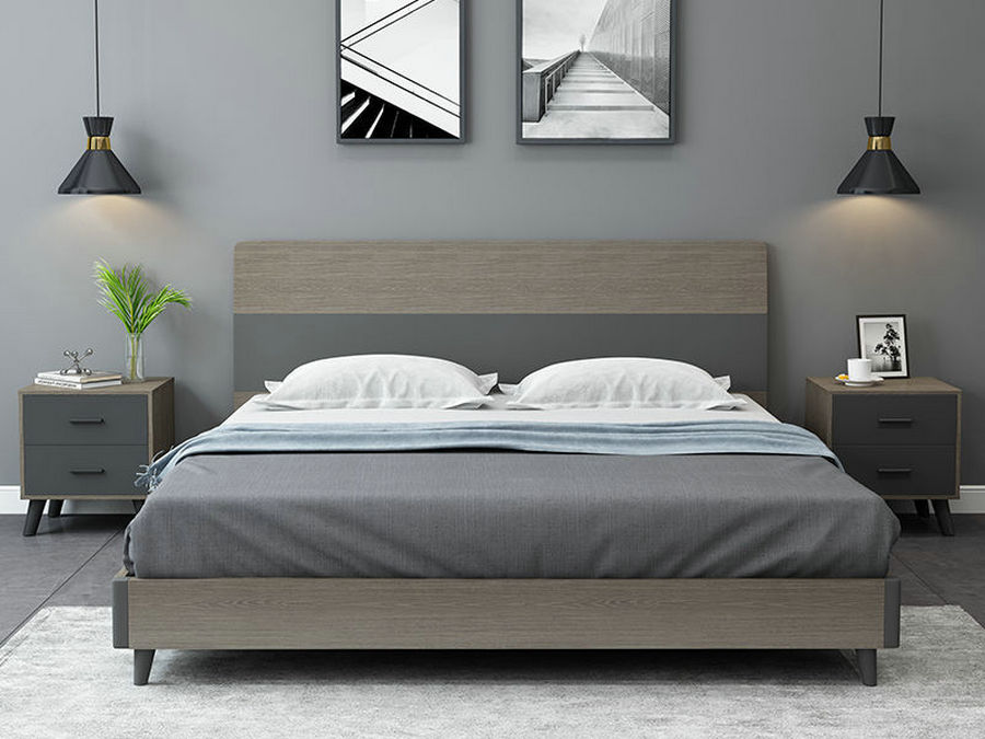 北欧床现代简约1.5m1.8米板式架子床主卧双人床