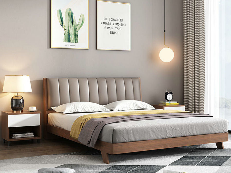 床双人床北欧板式床简约婚床酒店公寓小户型1.5米软包1.8米主卧床