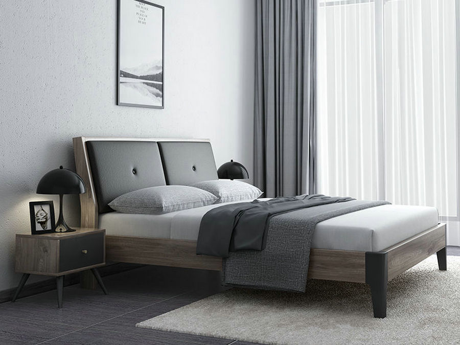 北欧风主卧床实木1.8米双人床1.5米现代经济型婚床家具