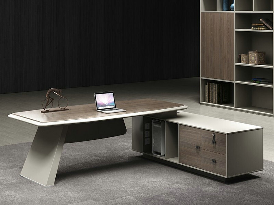意式老板桌经理桌大班桌简约现代主管单人电脑桌椅组合办公家具