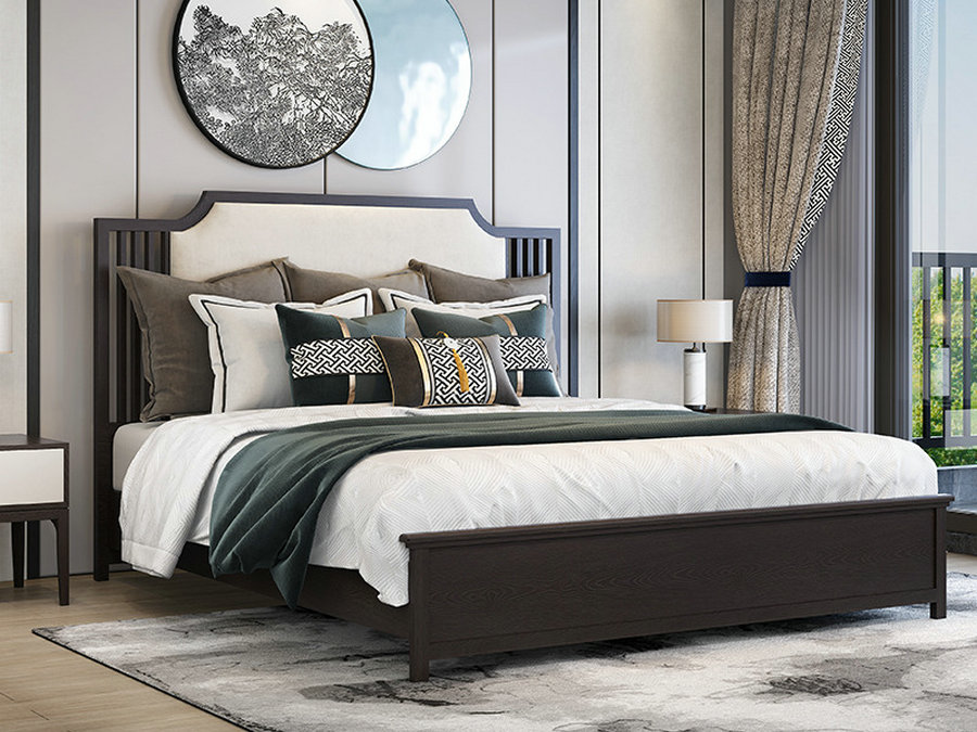 新中式白蜡木实木床双人床简约现代婚床1.8米气压高箱储物床1.5m