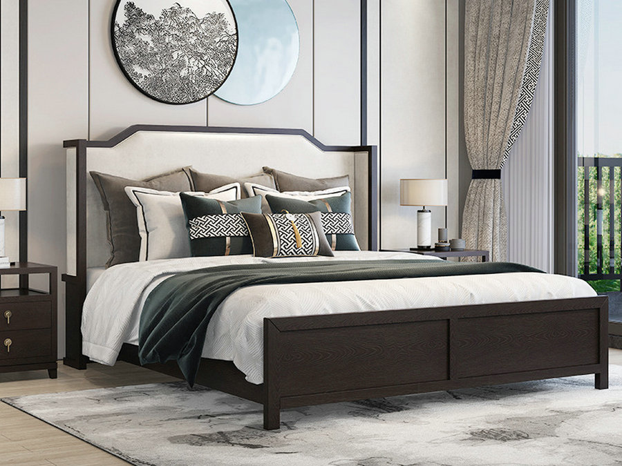 新中式白蜡木实木床双人床现代简约气压高箱储物床婚床1.8米1.5m