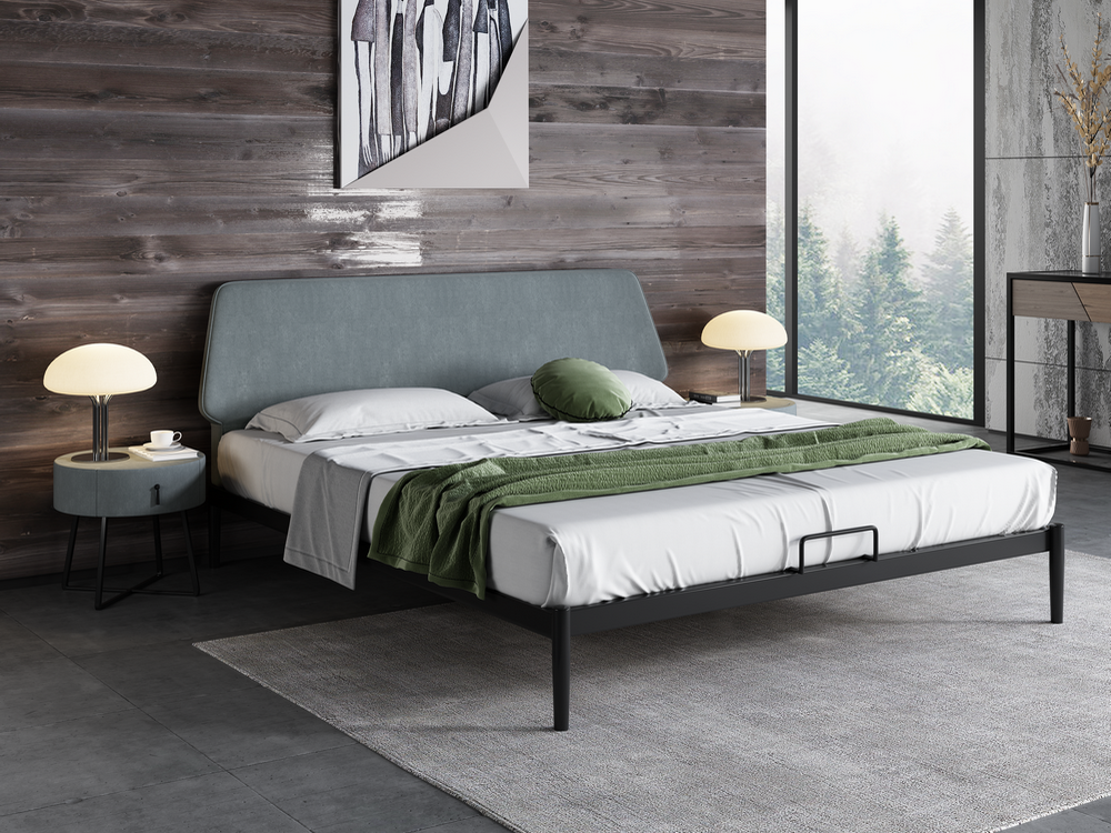 意式极简轻奢科技布床1.5米小户型单人床碳素钢架床现代简约1.8米
