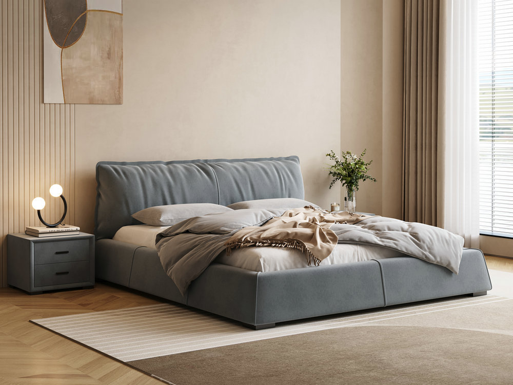 意式极简轻奢科技布床1.5米小户型单人床碳素钢架床现代简约1.8米
