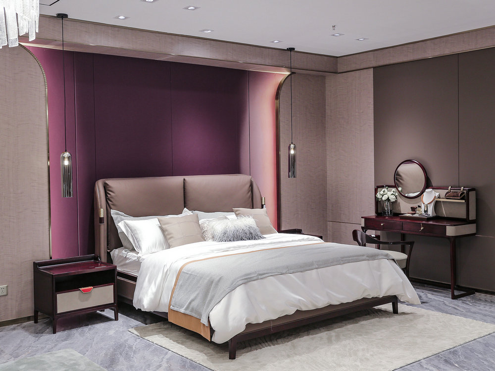 杭州双龙家具推荐高端精品卧室系列家具真皮大床