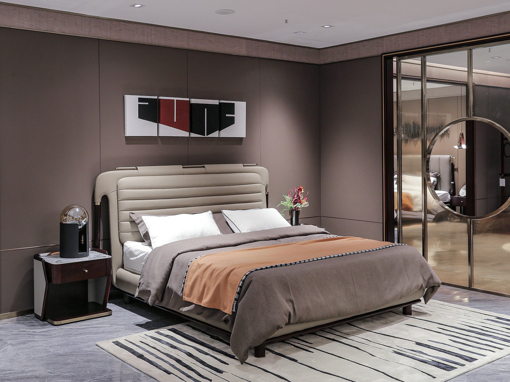 杭州双龙家具推荐高端精品卧室系列家具真皮大床